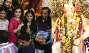 During Ganesh Chaturthi, Isha Ambani and her twins welcome ‘Antilia Cha Raja’ in simple green suits without makeup